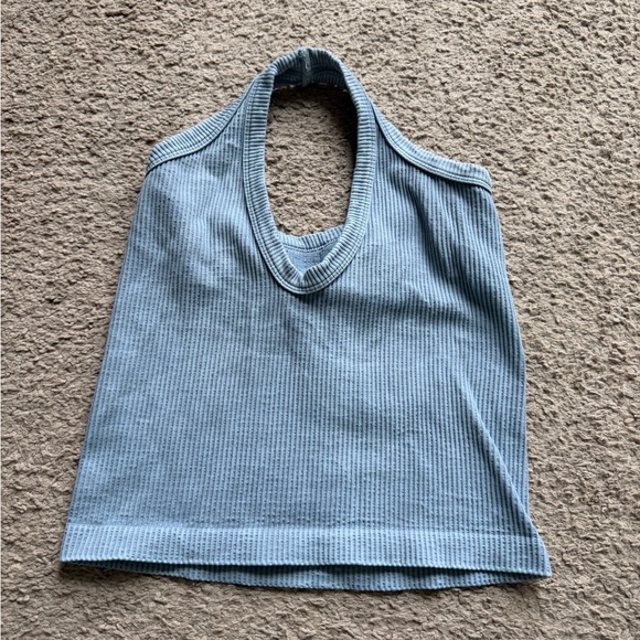 Nikibiki Tops - Nikibiki Light Blue Ribbed Crop Top